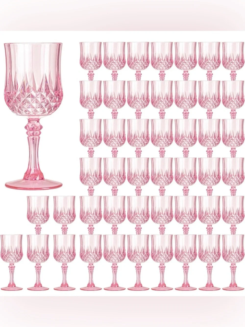 Pink Crystal-Style Goblet - Elegant Stemmed Wine Glass